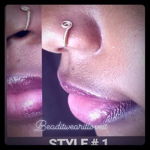 Silver Clip on Nose Ring, Nose Cuff Style #1